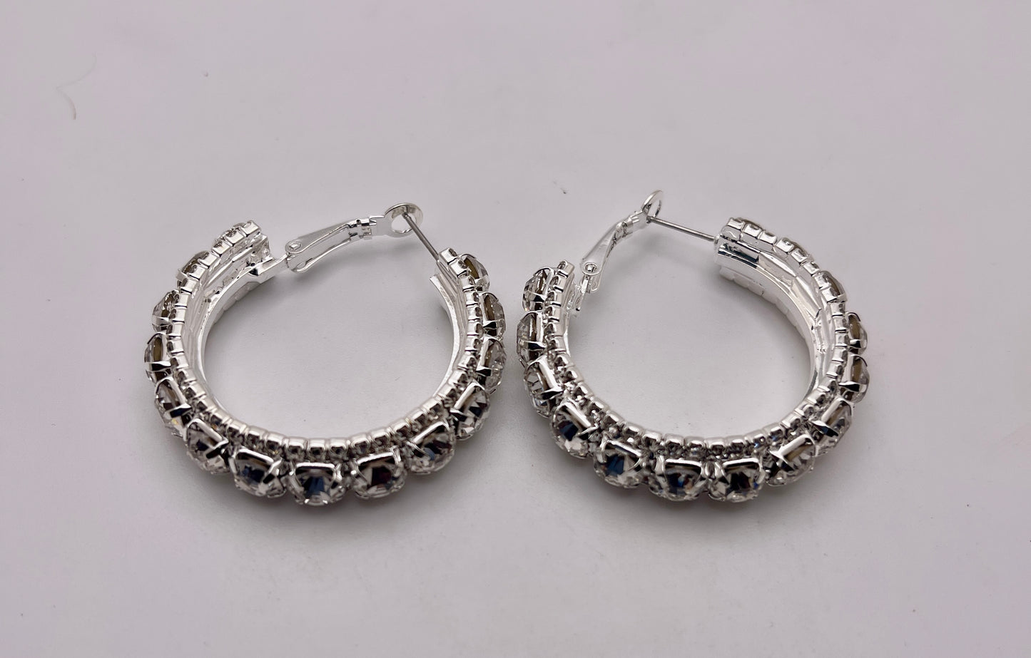 Block Bling Silver Earrings