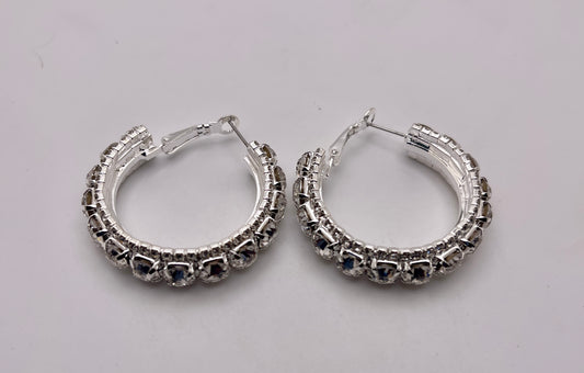 Block Bling Silver Earrings