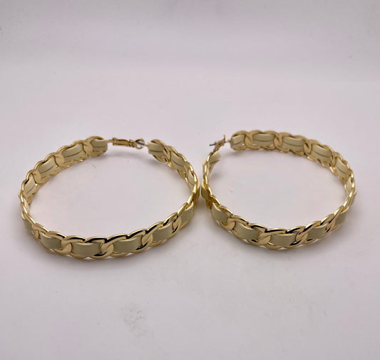Gold Leather Hoop Earrings