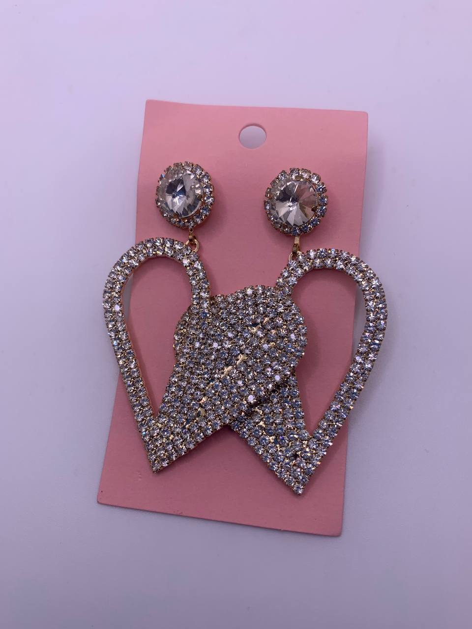 Silver Heart Bling Earrings