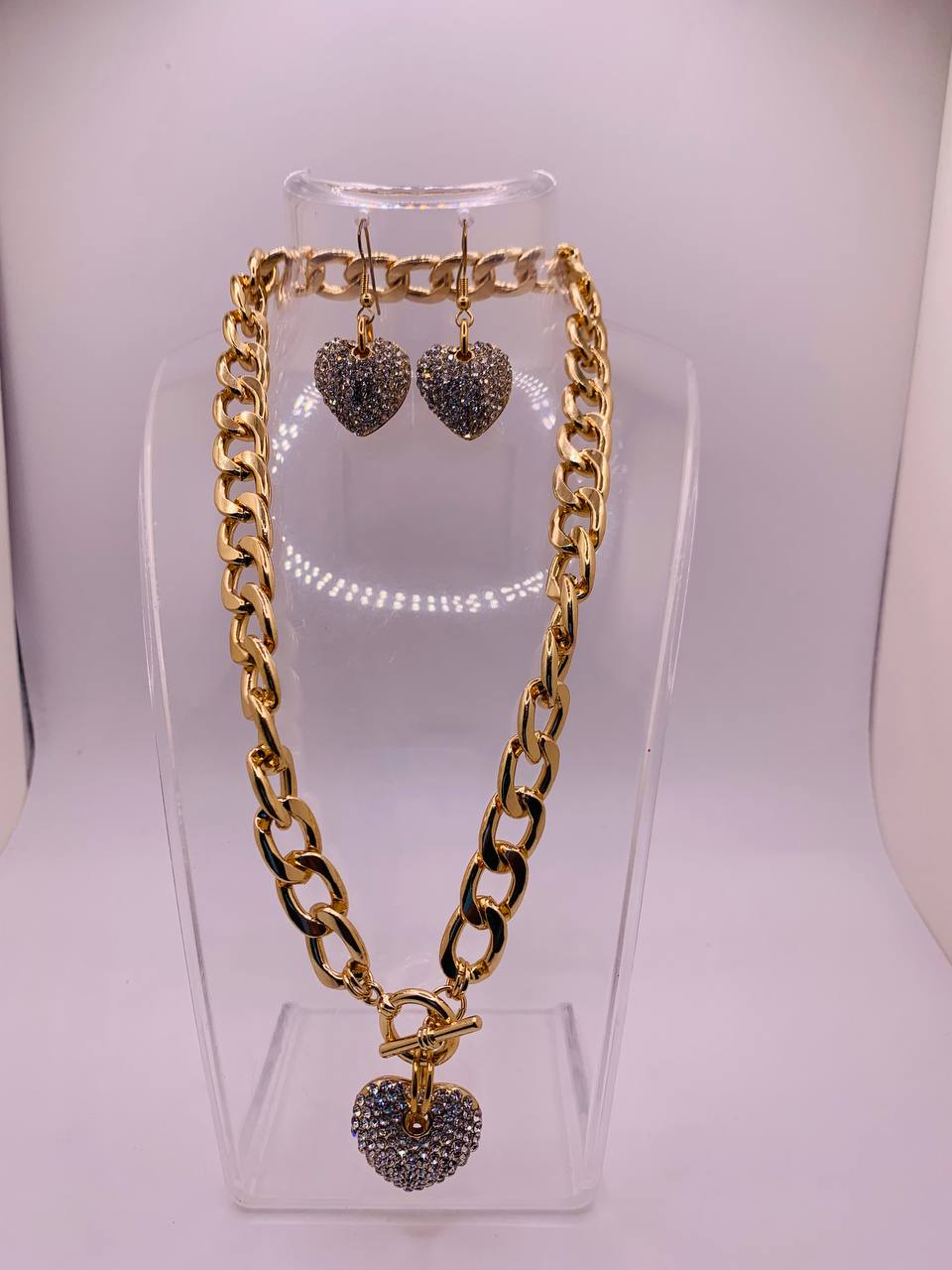 Bling Gold Heart Jewelry Set